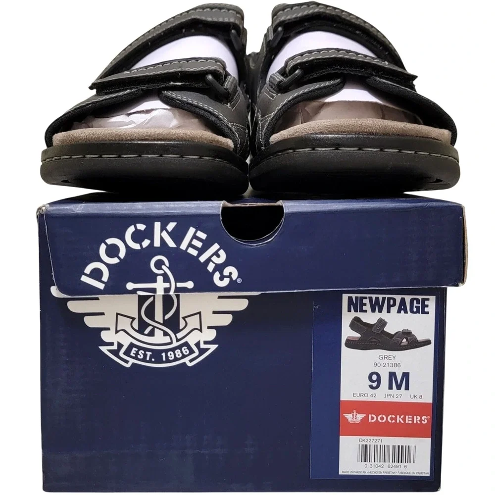 Dockers Men Newpage Slingback Sport River Sandals Size US 9M Grey Faux Leather